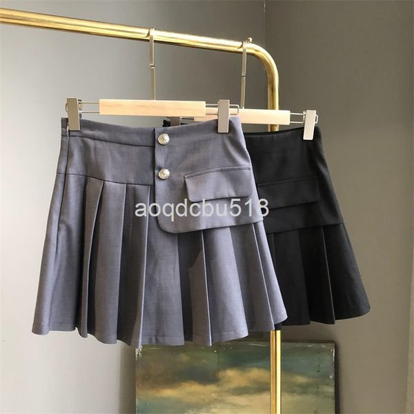 

skirts gao quality a-line skirt women's spring and summer chic fashion irregular design pleated trend, Black