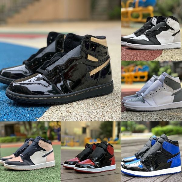 

2022 new arrivals original jumpman 1 basketball shoes 1s patent leather black gold patent leather fragment low men women sneaker trainer des