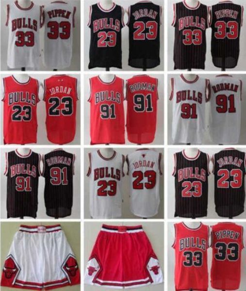 

mens basketball jerseys michael 23 mj dennis 91 rodman scottie 33 pippen shorts black red white stitching chicagobullsjersey