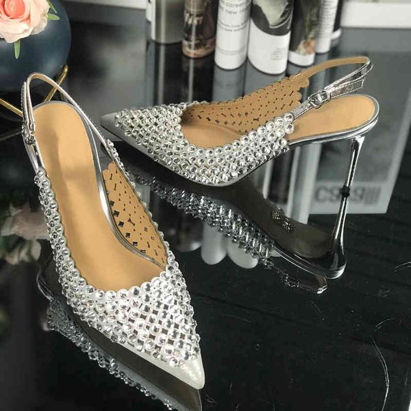 

women's high-heeled sandals sandals party shoes pointy sparkling crystal decoration summer series, Black