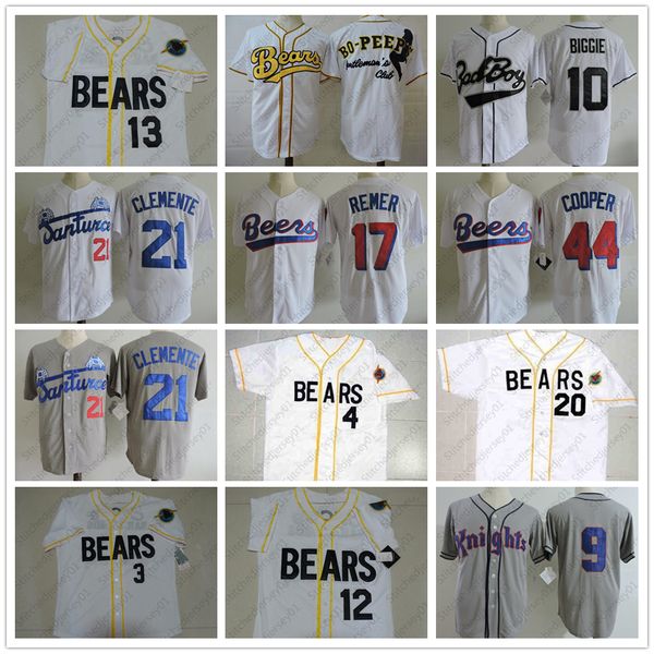 

movie baseball jersey bad news bears 20 21 clemente 10 biggie, Black