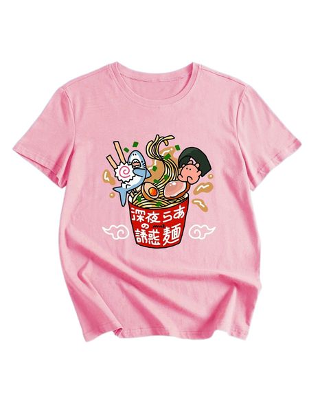 

romwe x namelessmm2 cartoon graphic tee g397#, White