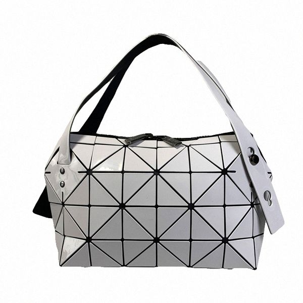 

boston hand bag matte geometric diamond pvc shoulder bag designer six grid handbag wide bottom gusset wallet zipper luxury purse