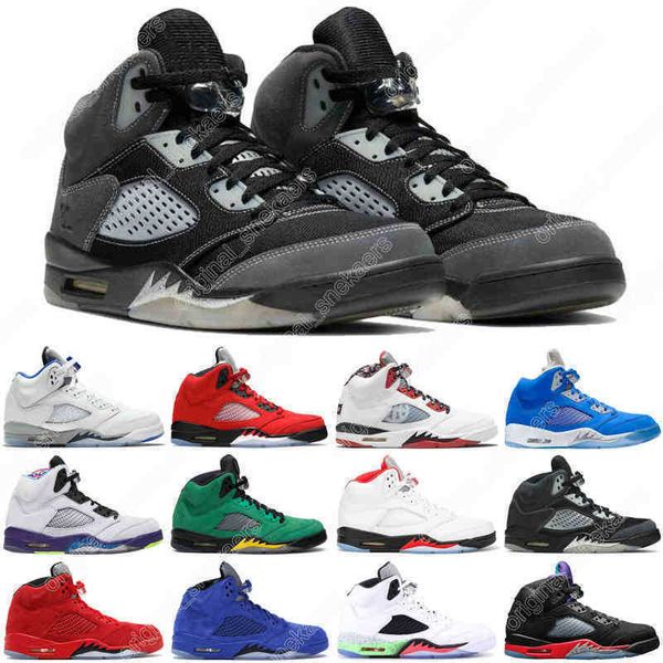 

5 5s mens womens basketball shoes bluebird raging bull anthracite oregon ducks fire red pro star ice blue michigan men trainers, Black