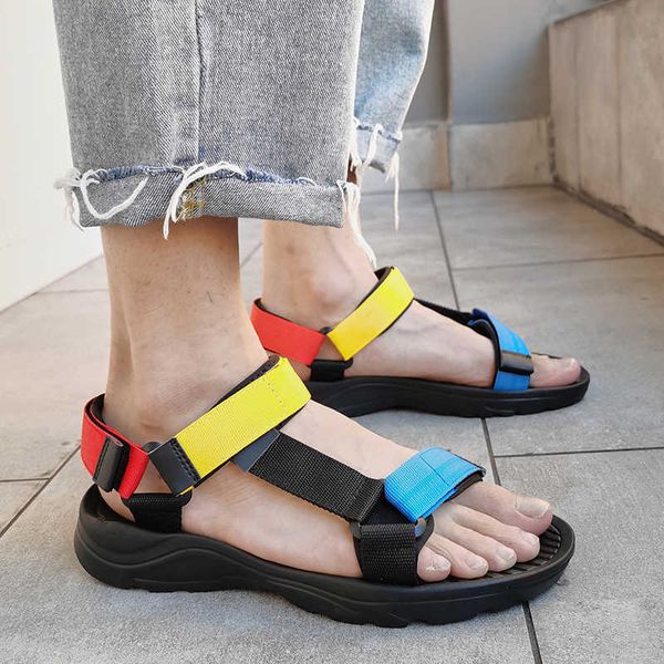 

elling summer fashion casual men lighweight outdoor non-slip beach sandals comfortable walking shoes sandalias hombre famous brand designer, Black