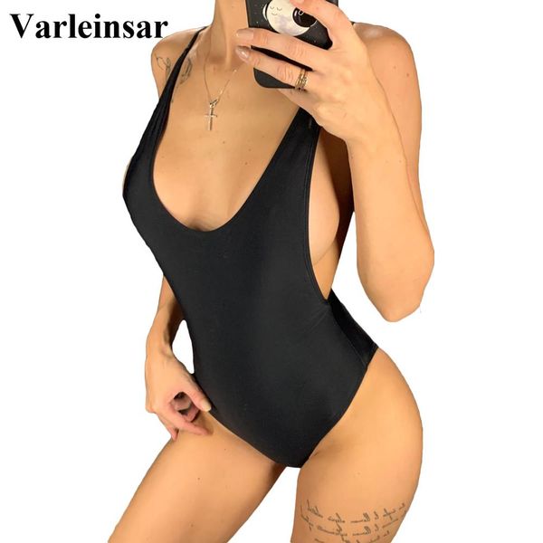 

new low back backless monokini swim suit for women swimwear one piece swimsuit female padded bather bathing suit lady v111, White;black