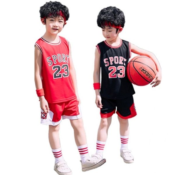 2 pezzi set da ragazzi per ragazzi maglie sportive estive vestiti bestiball uniforme da pallacanestro per bambini bambini sport 220620