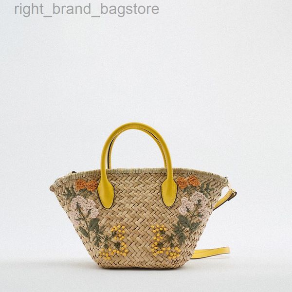 

designer woven bag handbags and purses bohemian flower embroidery rattan bucket bag straw beach bags for women shoulder bags new w220813