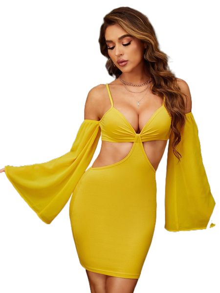 

sxy cold shoulder cutout solid dress 30s8#, Black;gray