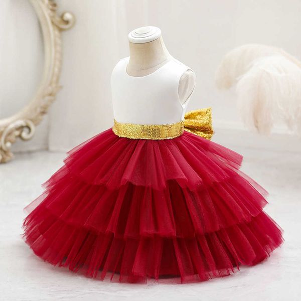 

ins girls' new cake dress kids dress baby bow princess butterfly skirt, Red;yellow