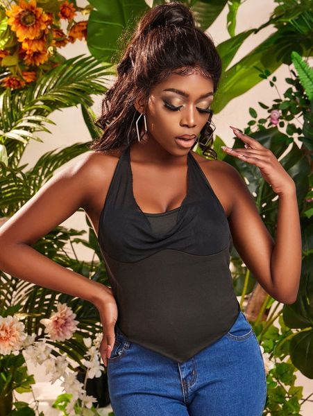 

sxy tie back hanky hem halter g9in#, White