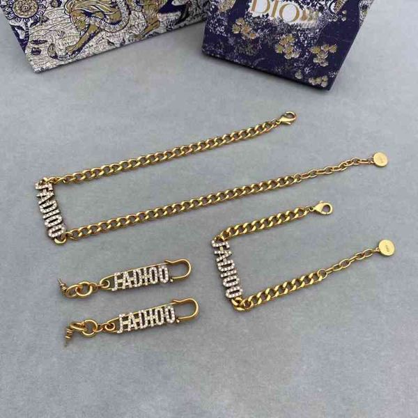 

70% off jewelry new letter full diamond tassel long earrings personality temperament net red star same necklace bracelet, Black