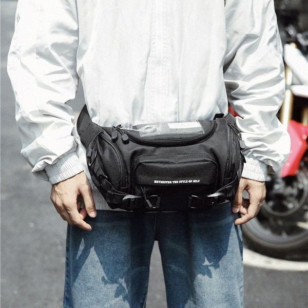 

large chest pack men fanny pack black waist bag cool multifunction banana bumbag big capacity trendy casual japanese phone pouch u0zz#