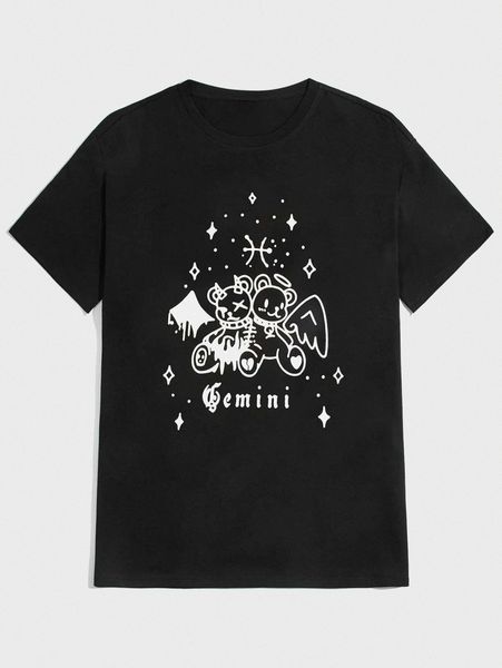 

romwe guys cartoon & slogan graphic tee f3l9#, White;black