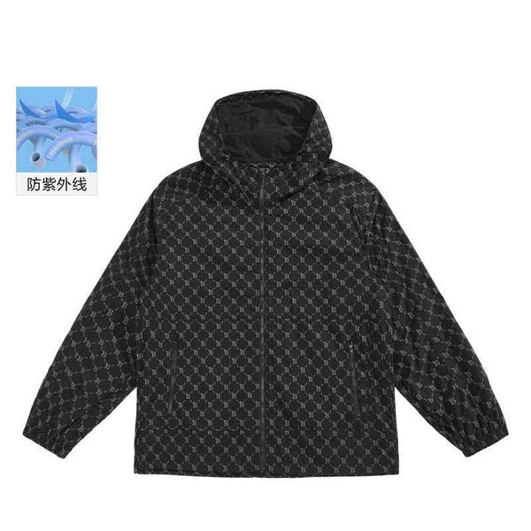 

men's jacket same style in shopping mallbird family mens summer sun protection clothing letter old flower hooded thin jacket bbcc, Black;brown