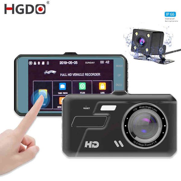 HGDO Mini Dash Cam Front e traseira Lente Double Carr Video Video Video Câmera traseira Câmera FHD P Caixa de DVRs preto J220601