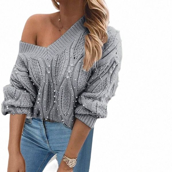 

women's sweaters knitted women v neck long sleeve solid sweater pearls elegant office ladies female pull 2022 spring autumn e774#, White;black
