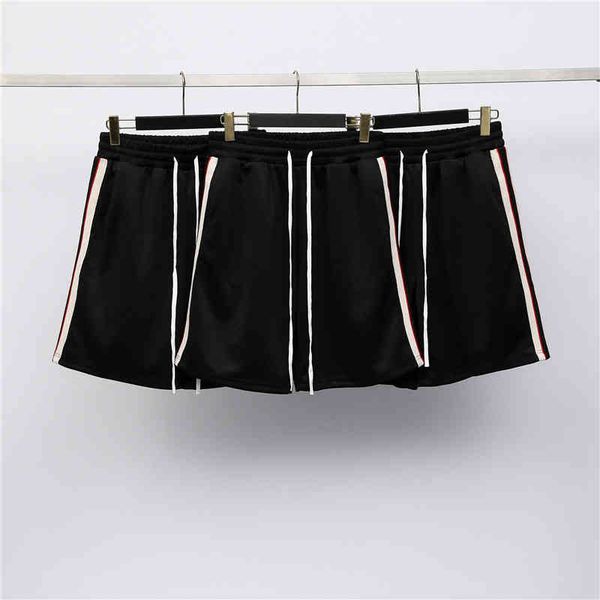 

men's shorts summer style side webbing splicing shorts high street ins loose hip hop drawstring contrast color pants, the same as wang, White;black