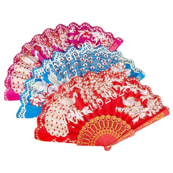 Estilo Chinês Pavão Fãs Crafts Festival Performance Dance Fan Fan Dobrável Fãs Presentes Suprimentos 42 * 23cm