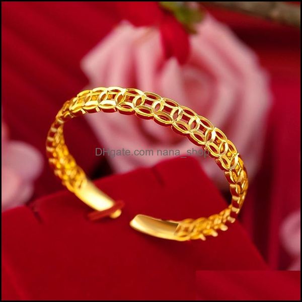 

bangle bracelets jewelry 24kt gold bracelet coin bangles fashion woman girl birthday wedding gift simple push-pl drop delivery 2021 rgatl, Black