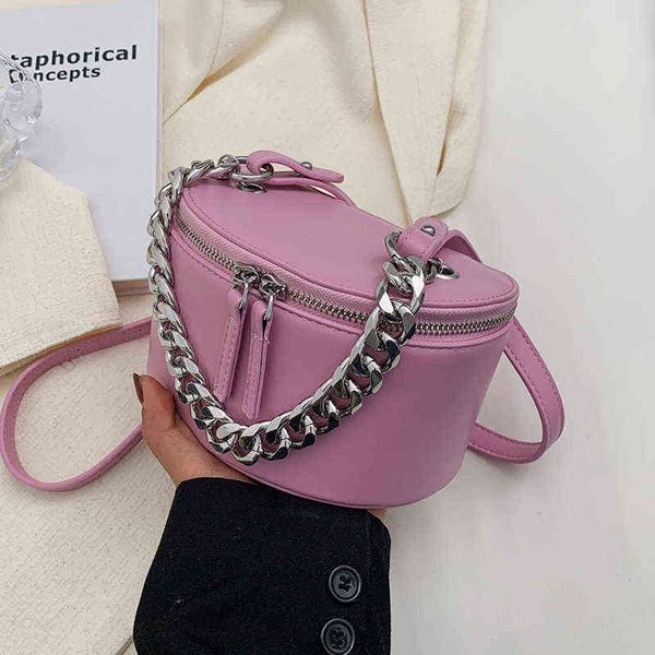 

thick chain totes chain sling bags for women 2022 handbags shoulder bags luxury designer mini box shape pu leather crossbody bag y220411