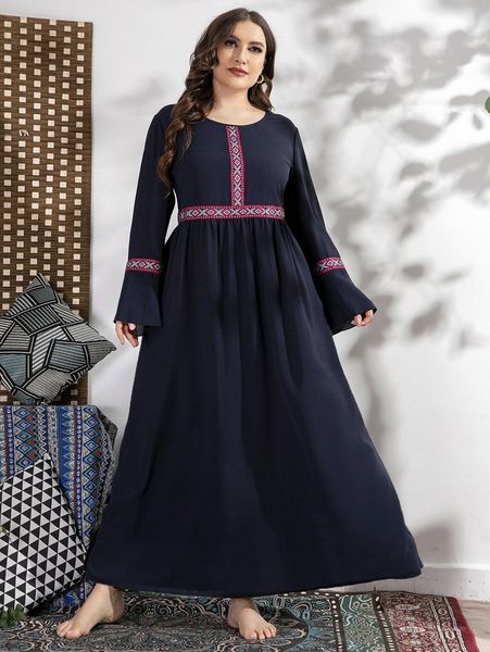 

plus contrast geo tape maxi dress f1oe#, Black