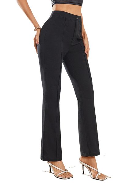 

seam front flare leg pants z2lt#, Black;white