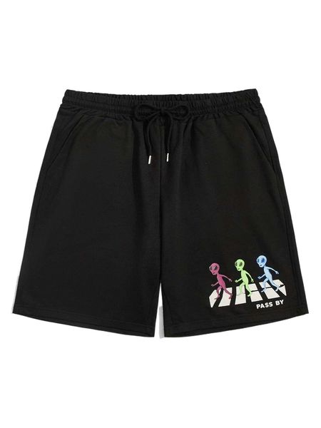 

romwe guys alien print shorts z4ei#, White;black