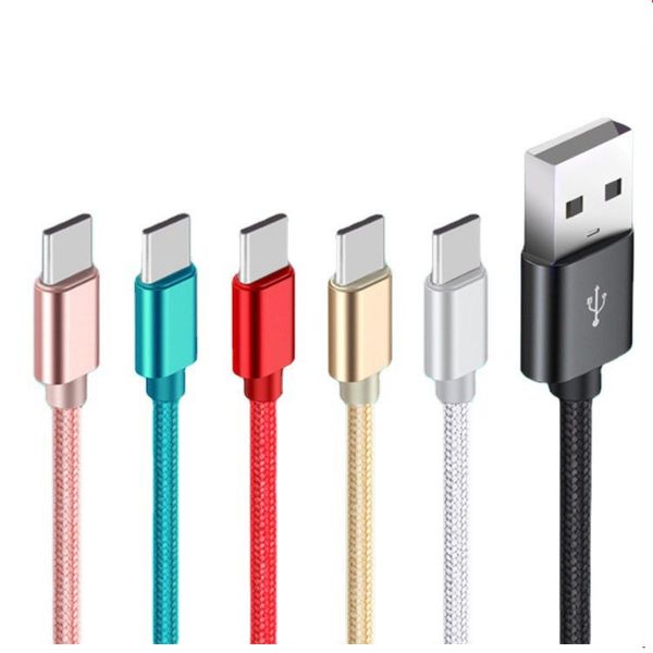 Cabos rápidos de carregamento rápido 1m 1,5m 2m 3m Tipo-C liga micro trançada Cabo USB para Samsung S10 S20 S21 Nota 20 HTC LG Xiaomi Data Linha