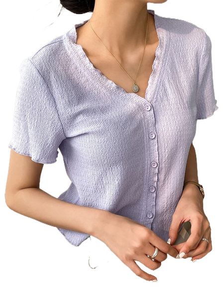 

dazy plisse button front tee 11j9#, White