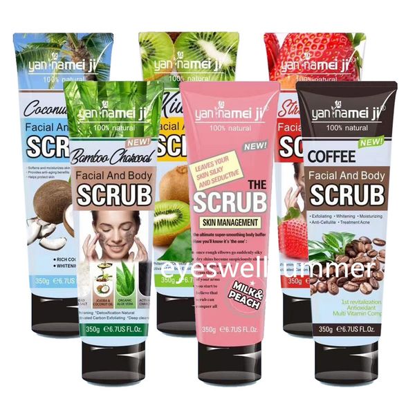 

shea butter face facial body scrub coconut strawberry bamboo kiwi deep cleans exfoliates moisturizes cleans skin care scrubs