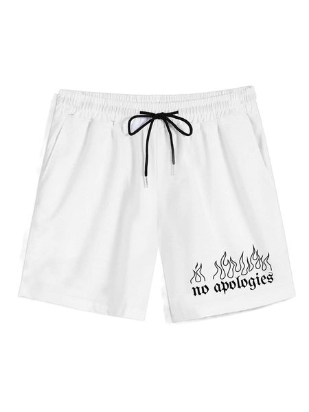 

romwe guys fire letter graphic shorts q87u#, White;black