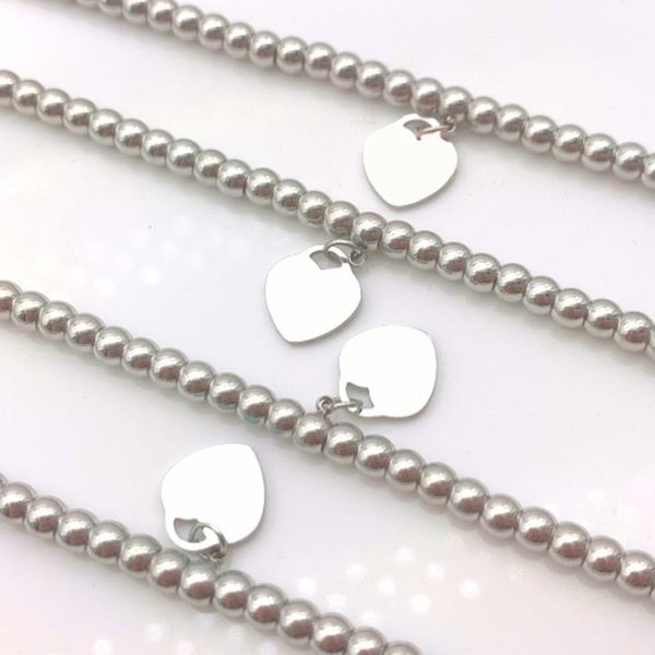 

couple heart bracelet women stainless steel strands bead chain on hand women accessories pink blue bracelet wholesale, Black