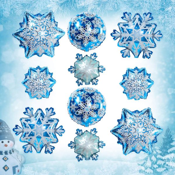 Decorazione per feste Palloncini con fiocco di neve Palloncino in lamina di alluminio Mylar per Natale Inverno Capodanno congelato Forniture per feste a tema: Casa e cucina