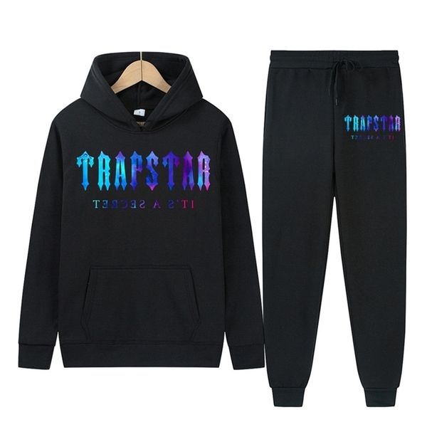 

tracksuit trapstar brand printed sportswear men's 16 colors warm two-piece loose hooded sweater pants men's and women's suits, Gray