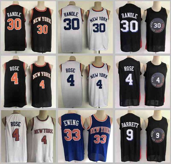 

basketball jerseys derrick rose 33 ewing 9 barrett 30 randle jersey, Black