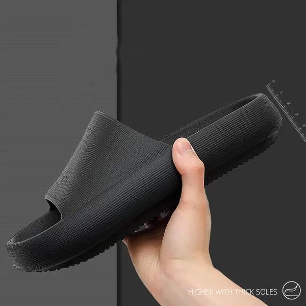 

2022 summer new slippers thick bottom home sandals couple men outdoor beach sandals women, Black