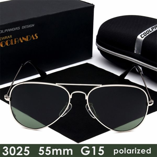 

brand designer g15 men women hd polarized sunglasses aviation rays sun glasses for male 3025 55mm gafas de sol uv400 220616, White;black