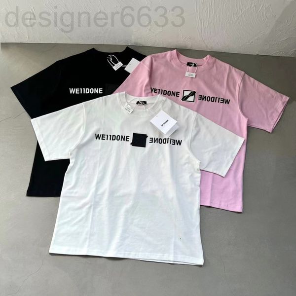 

men's t-shirts designer pure original tested welldone chest symmetrical letter small square leather badge t-shirt atu9, White;black