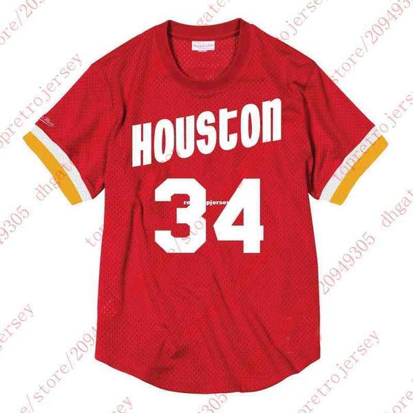 Custom #34 Hakeem Olajuwon Red Top Herren Mesh Jersey Shirt Herren Herren Sommer -Tee -Basketball -Trikots Weste Shirt