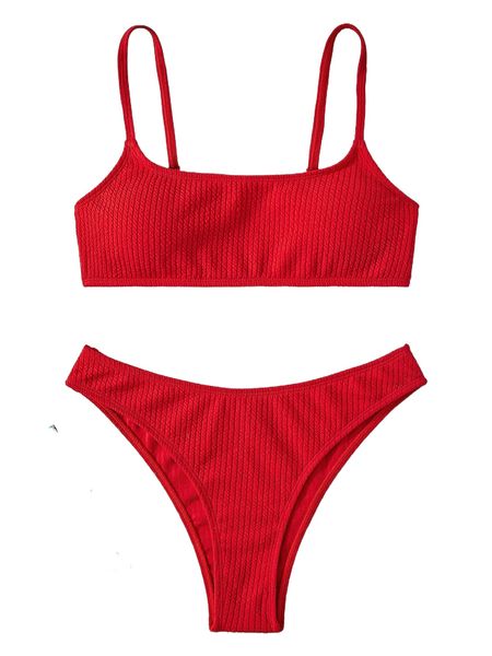 

solid ribbed knit bikini swimsuit e9py#, White;black