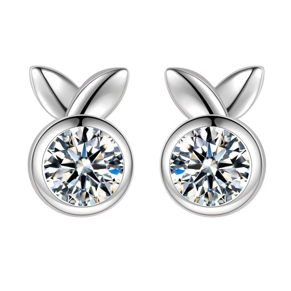 

zircon studded white rabbit earrings charms jewelry female, Golden