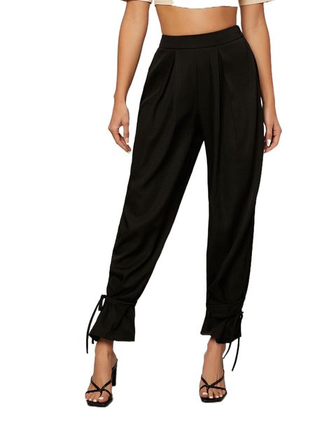 

plicated detail k.not h.em p.ants v4qv#, Black;white