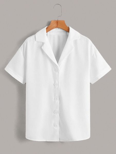 

solid drop shoulder blouse 71iz#, White