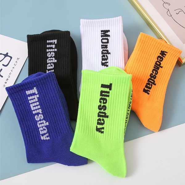 

socks for men women autumn winter low-cut letters printed breathable cotton hip hop skateboard sports stock couples 5 colors mixed, Black