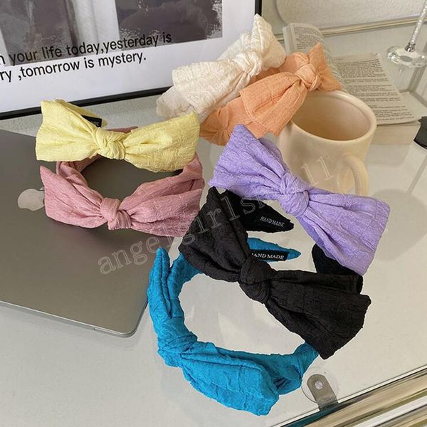 

fashion spring hair accessories for girls women big bowknot headwear casual solid fresh color turban headband, Slivery;white