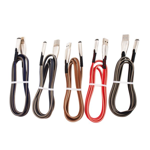 Cabos Tipo C 2.4A liga de zinco trançada Fast Charging Micro USB Sync Sync Chave Cable Work para Samsung Xiaomi Huawei Cell Phones