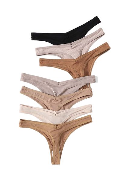 

7pack rib panty set 07vj#, Black;red