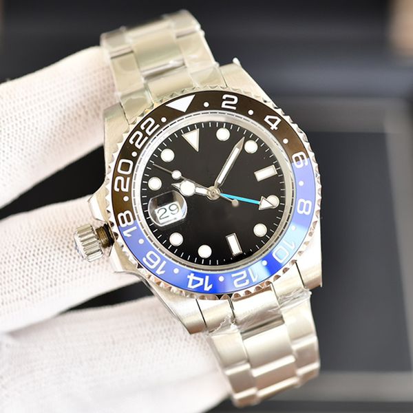 Relógio masculino de luxo 40mm Mecânico automático 2813 Movimento Black Green Cerâmica Cerâmica Luminosa Sapphire Sport Luxury Watch Men's U1 esquerda Pessoa 007 Relógios