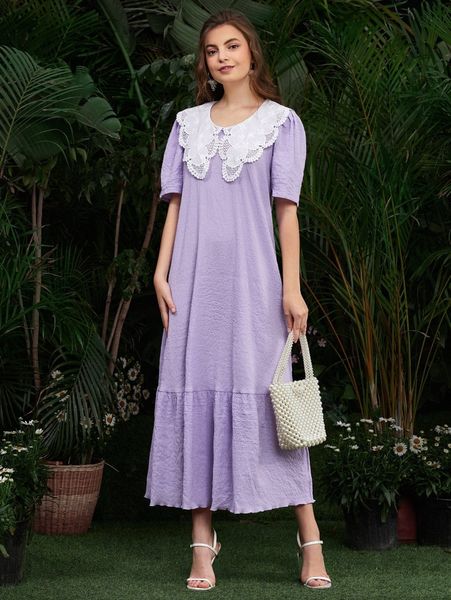 

statement collar smock dress v68q#, Black;gray